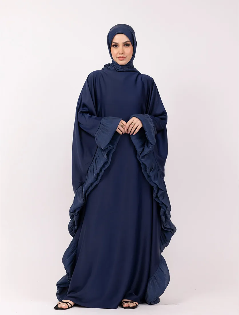 Navy Organza Trim Kaftan